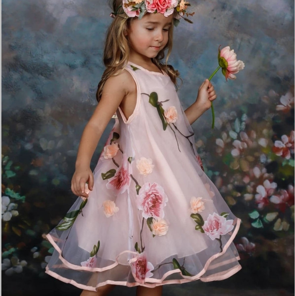 Mia Belle Girls Spring Dreams Flower Lace Party Dress Size 4T-6T